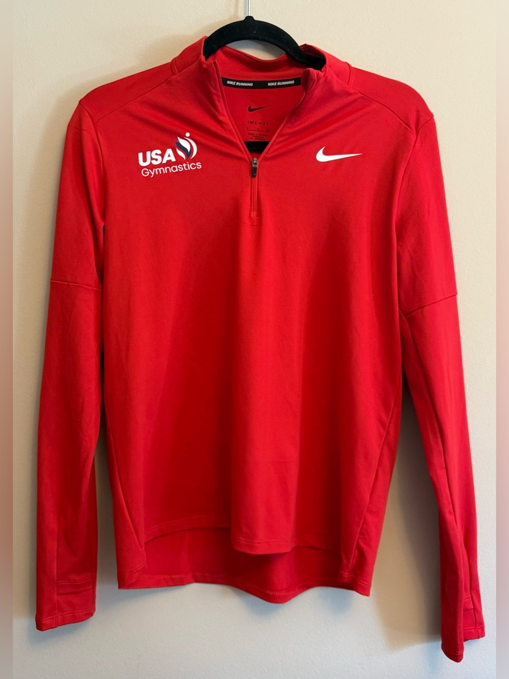 Nike x USA Gymnastics Women’s University Red Dri-Fit Element 1/2 Zip Top - Small